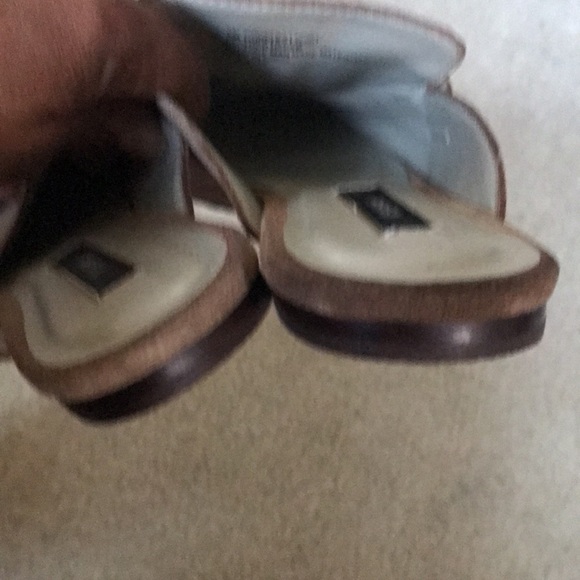 Kensie Poppi Taupe Leather Upper Slip on Suede Mules w/Gold Metal Detailing-9M - Picture 7 of 9